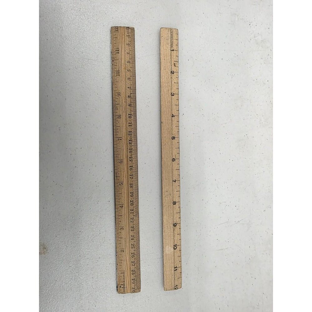 Vintage ACME Wooden Rulers Lot of 2 - Imperial & Metric - Made in Canada